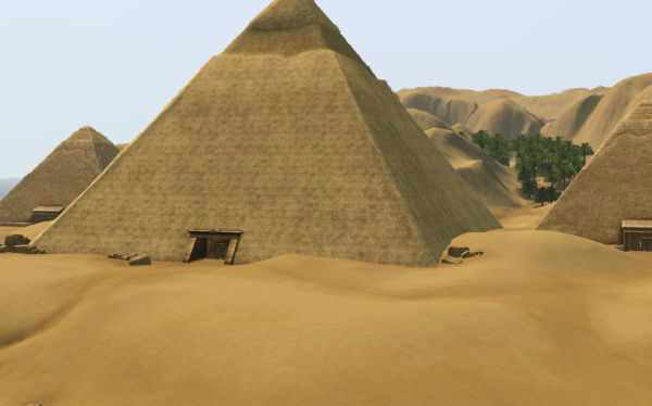 The Pyramids of Giza is featured in Sims 3 World Adventures Expansion Pack, 2009 (EA Play/The Sims Studio, EA Play)
Image Source: http://www.carls-sims-3-guide.com/worldadventures/